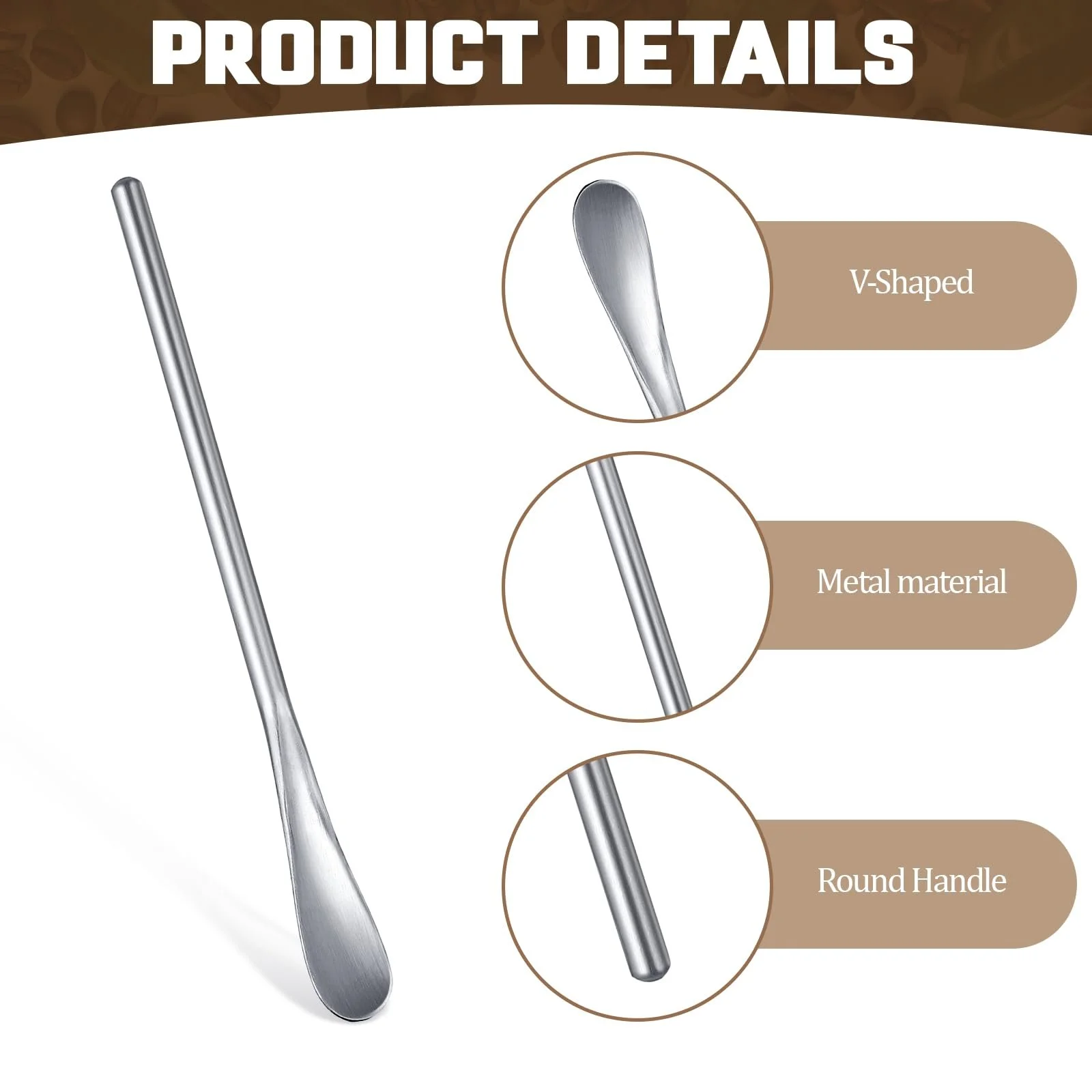 Набір з 6 маленьких ложок для кави з нержавіючої сталі, фото №3