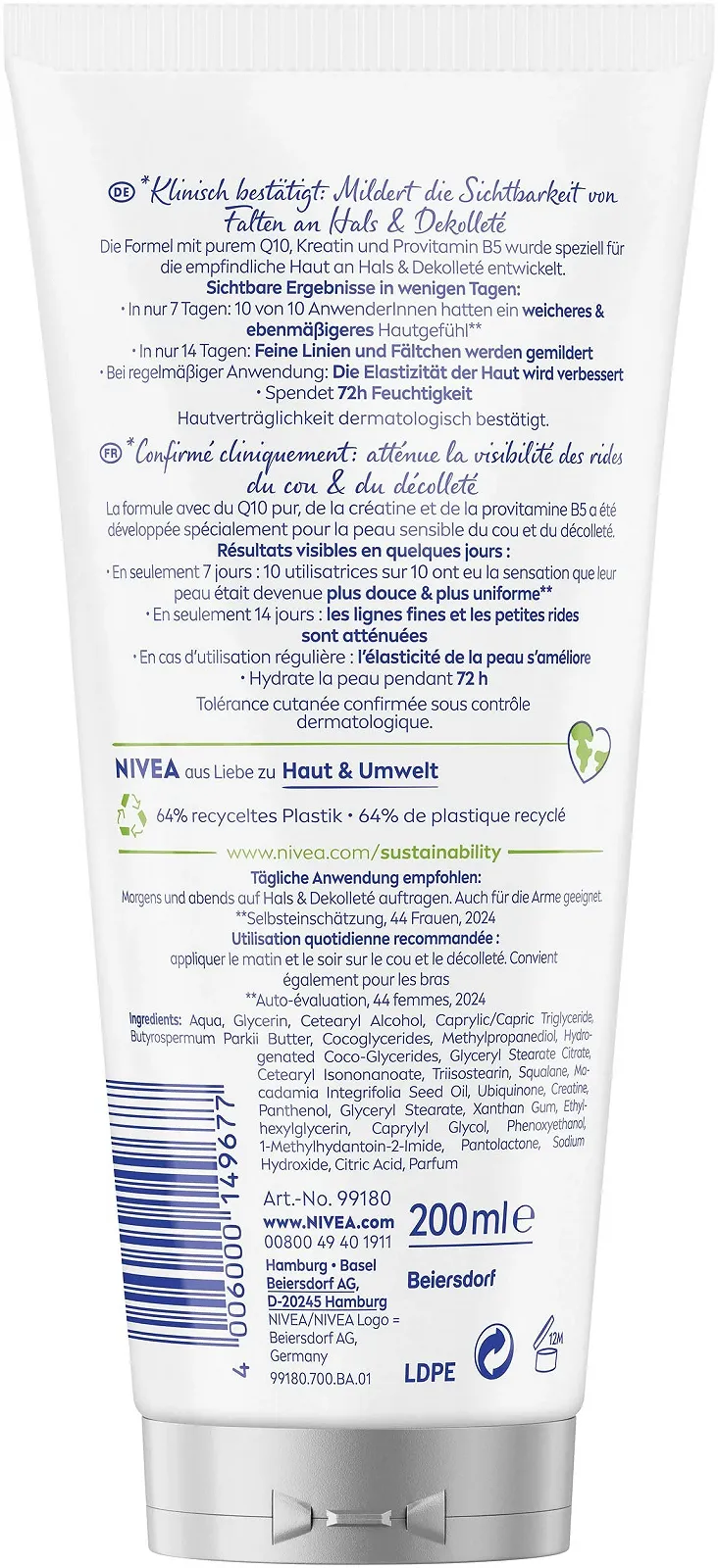 Крем для тіла NIVEA Q10 Firming + Anti-Wrinkle для шиї та зони декольте, живильний лосьйон для тіла з чистим Q10, 200 мл, фото №7