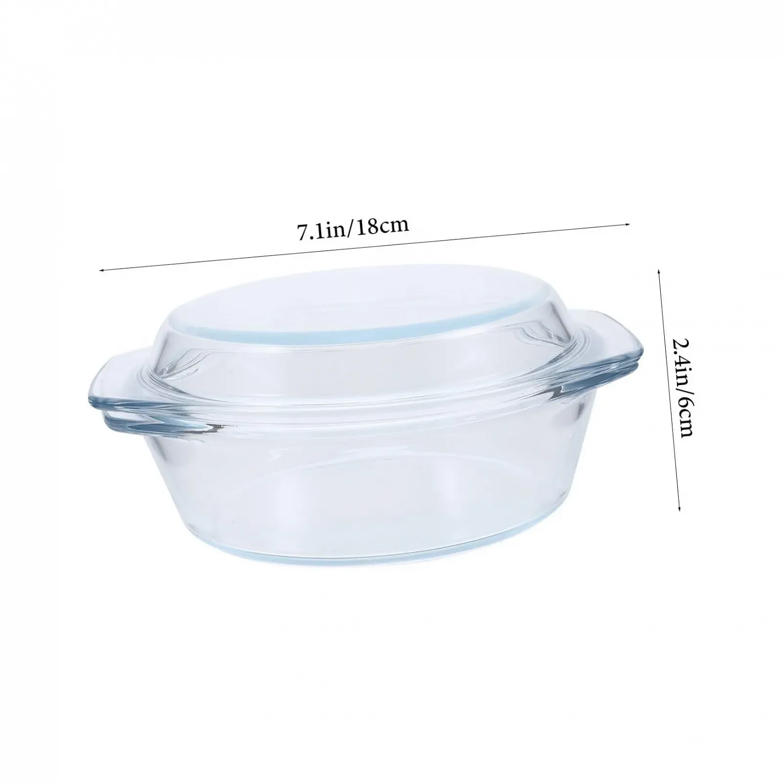 Форма для запекания IMIKEYA круглая стеклянная с крышкой термостойкая 1.5 л, фото №2