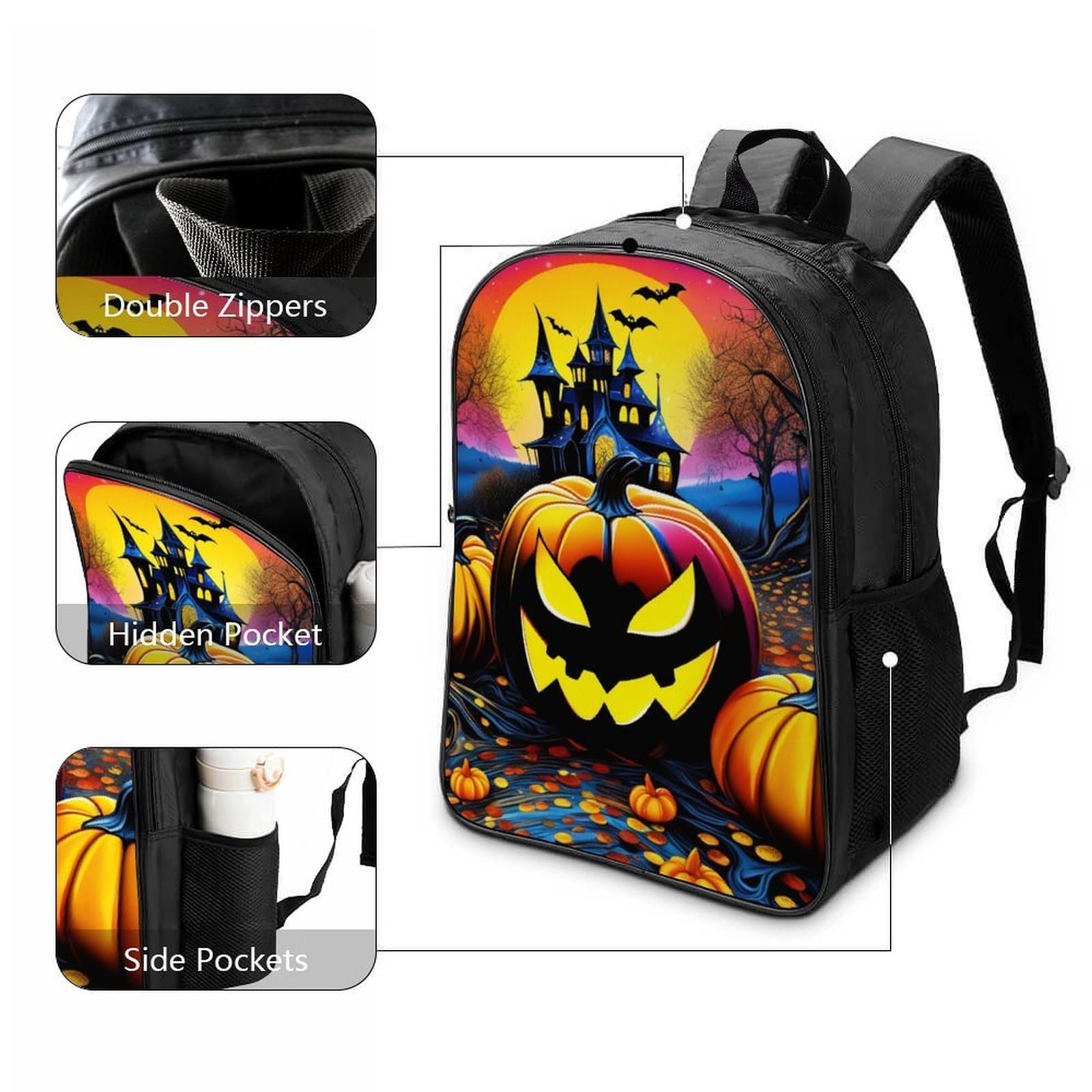 Шкільний рюкзак DPEOANEBN Pumpkin Halloween Дитячий для хлопчиків дошкільного та молодшого шкільного віку 40 x 28 x 16 см, Стиль, фото №3