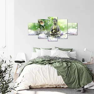 Картина Runa Art Feng Shui Buddha 200 x 100 см 5 шт. XXL Зелена 018251a synthetic.ua - Фото 1