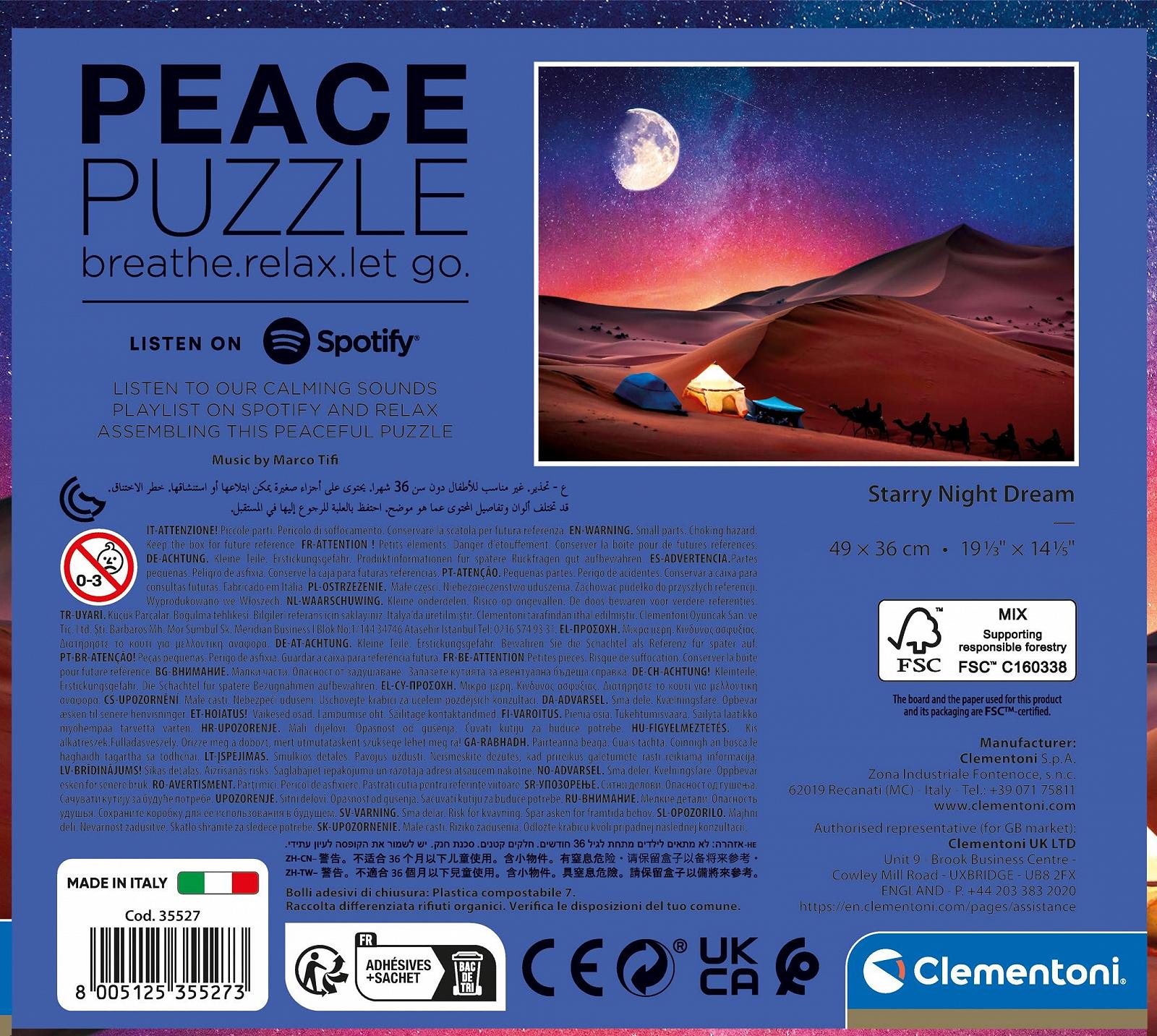 Пазл Clementoni Peace Collection Starry Night Dream 500 деталей, фото №1