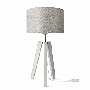 Настільна лампа Paco Home для спальні та вітальні E14 тканинний абажур з вимикачем Дерево - Фото 1