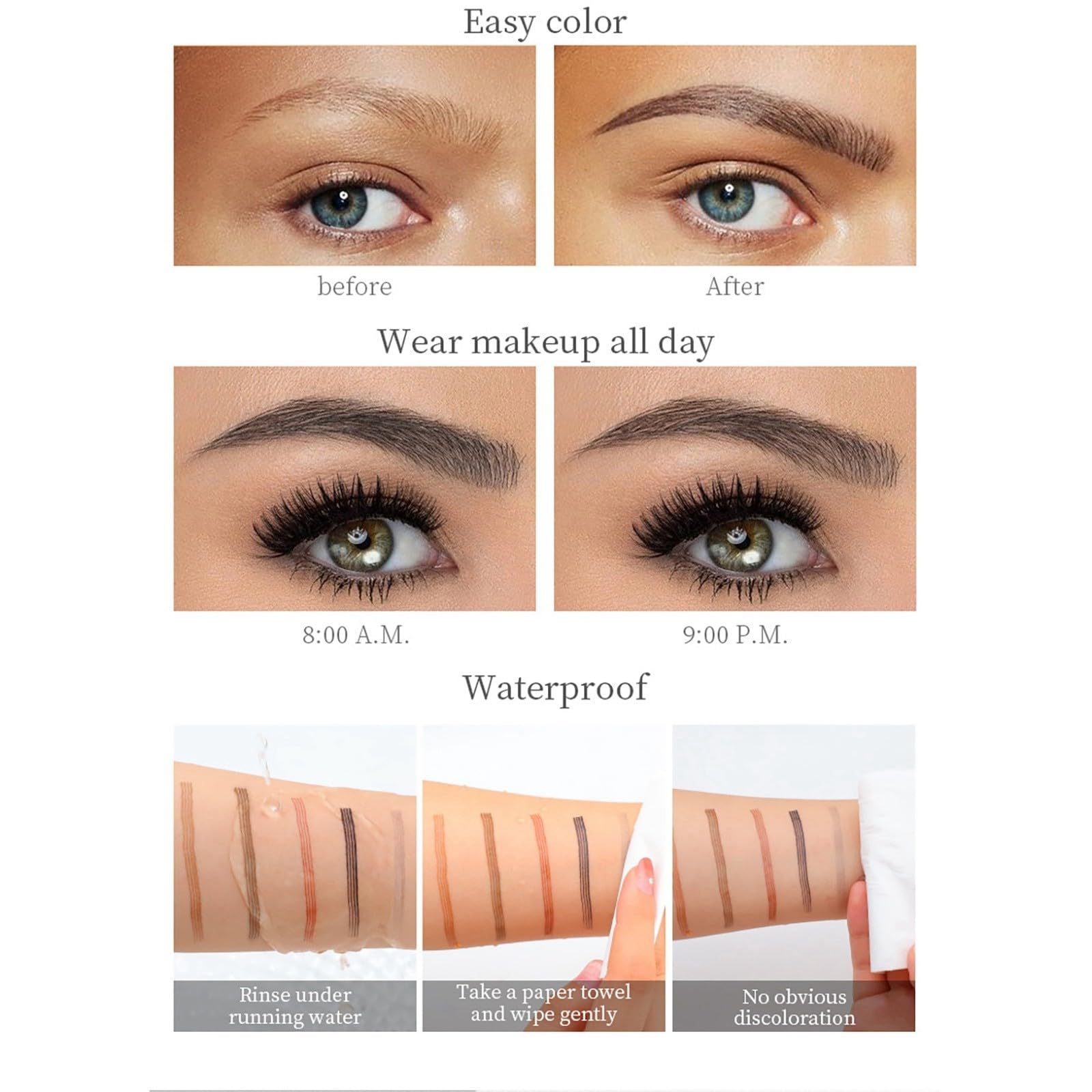 Олівець для брів Anthracite 4 Tips Liquid Eyebrow Microblading Pen Micro 4 Point Long-Lasting Waterproof Natural срібний, фото №6