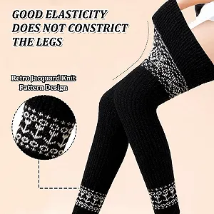Носки выше колена 84 см, женские, черные, вязаные, гетры выше колена, длинные полосатые чулки до бедра, ретро гетры synthetic.ua - Фото 1