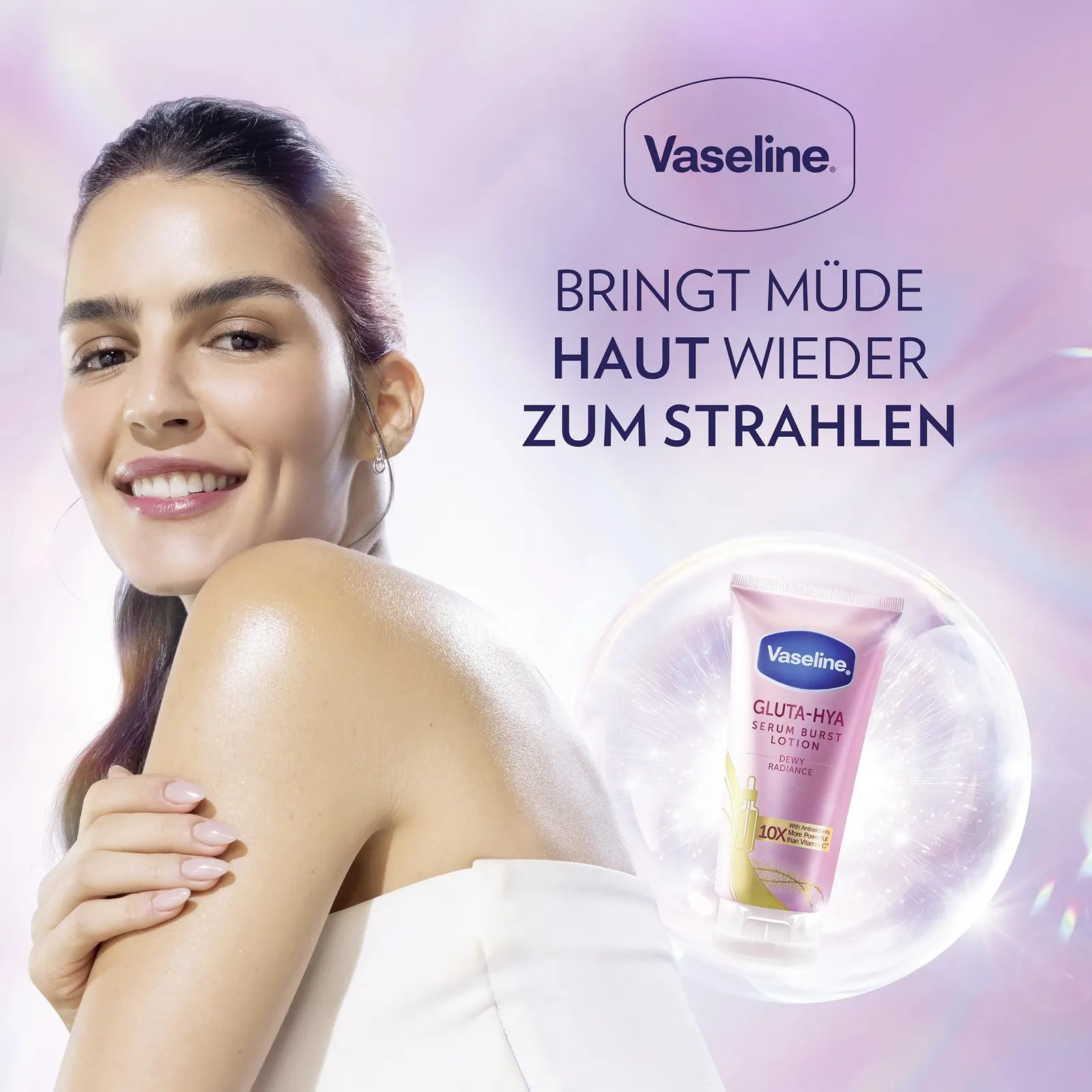 Лосьйон Vaseline Gluta-Hya Dewy Radiance Serum Burst для оновленої, сяючої шкіри за 5 днів, 2 x 200 мл, фото №4