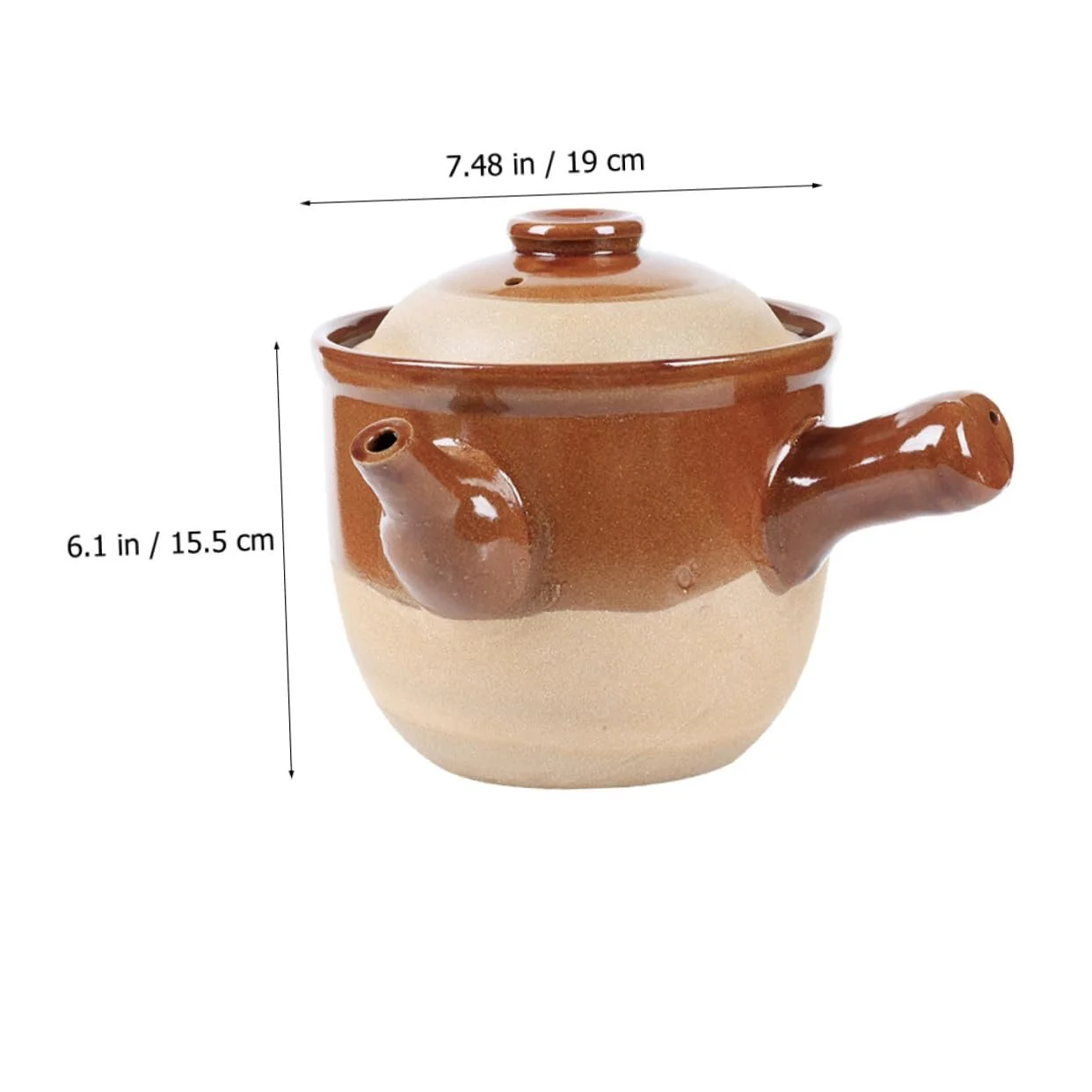 Горщик глиняний китайський малий напівглазурований вогнетривкий з ручкою, що не нагрівається, фото №8