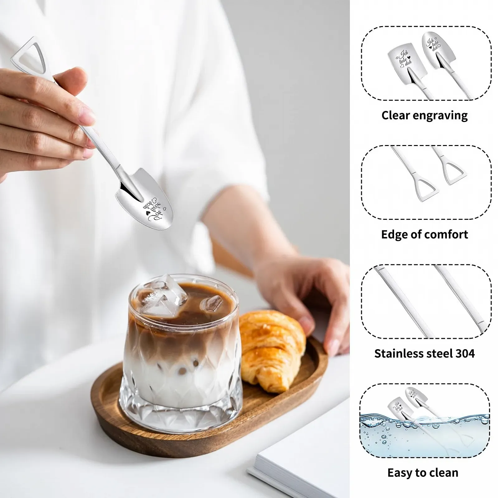 Ложка з гравіюванням Ich Liebe Dich 2 шт., фото №6