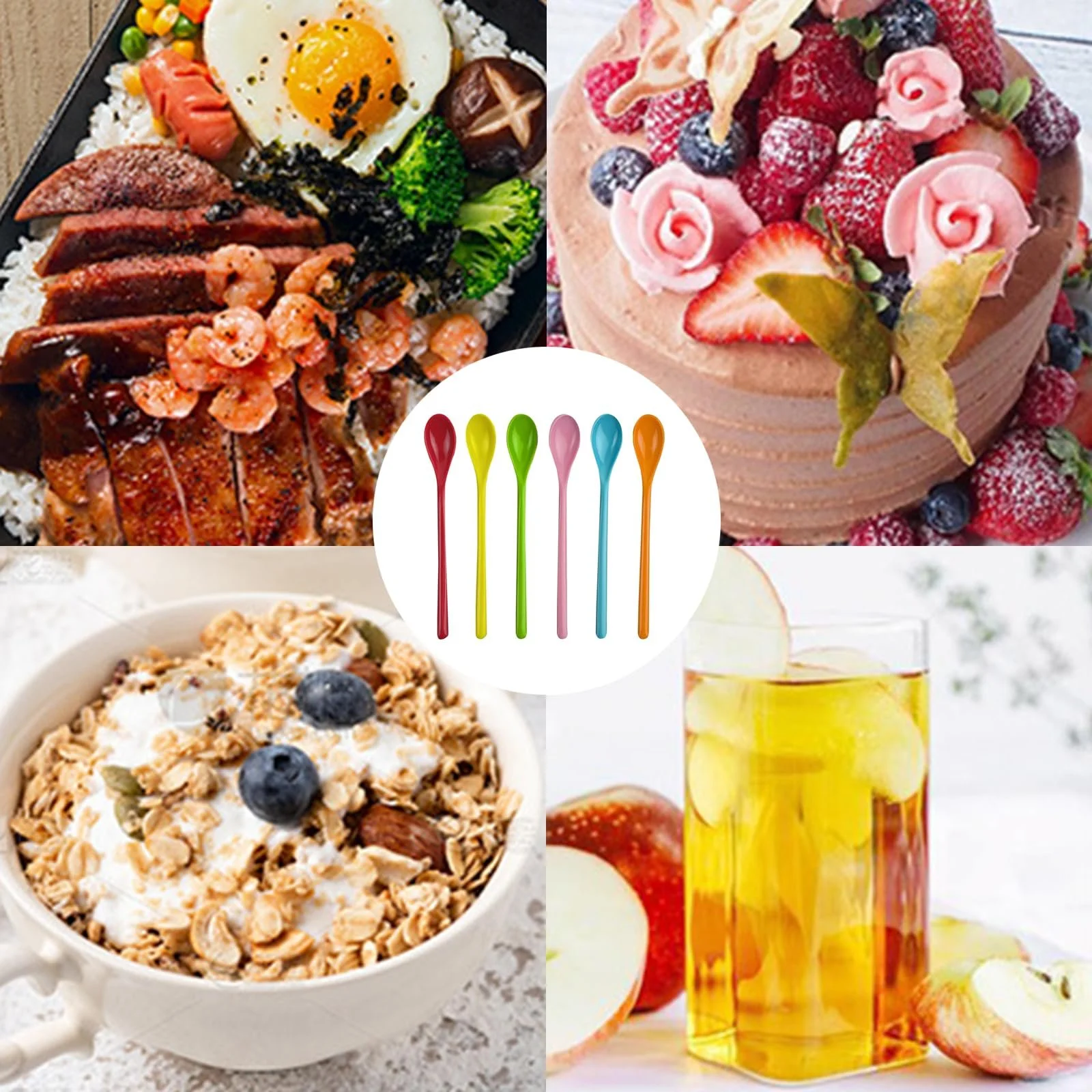 Ложки пластикові довгі Набір 6 шт Різнокольорові, фото №3