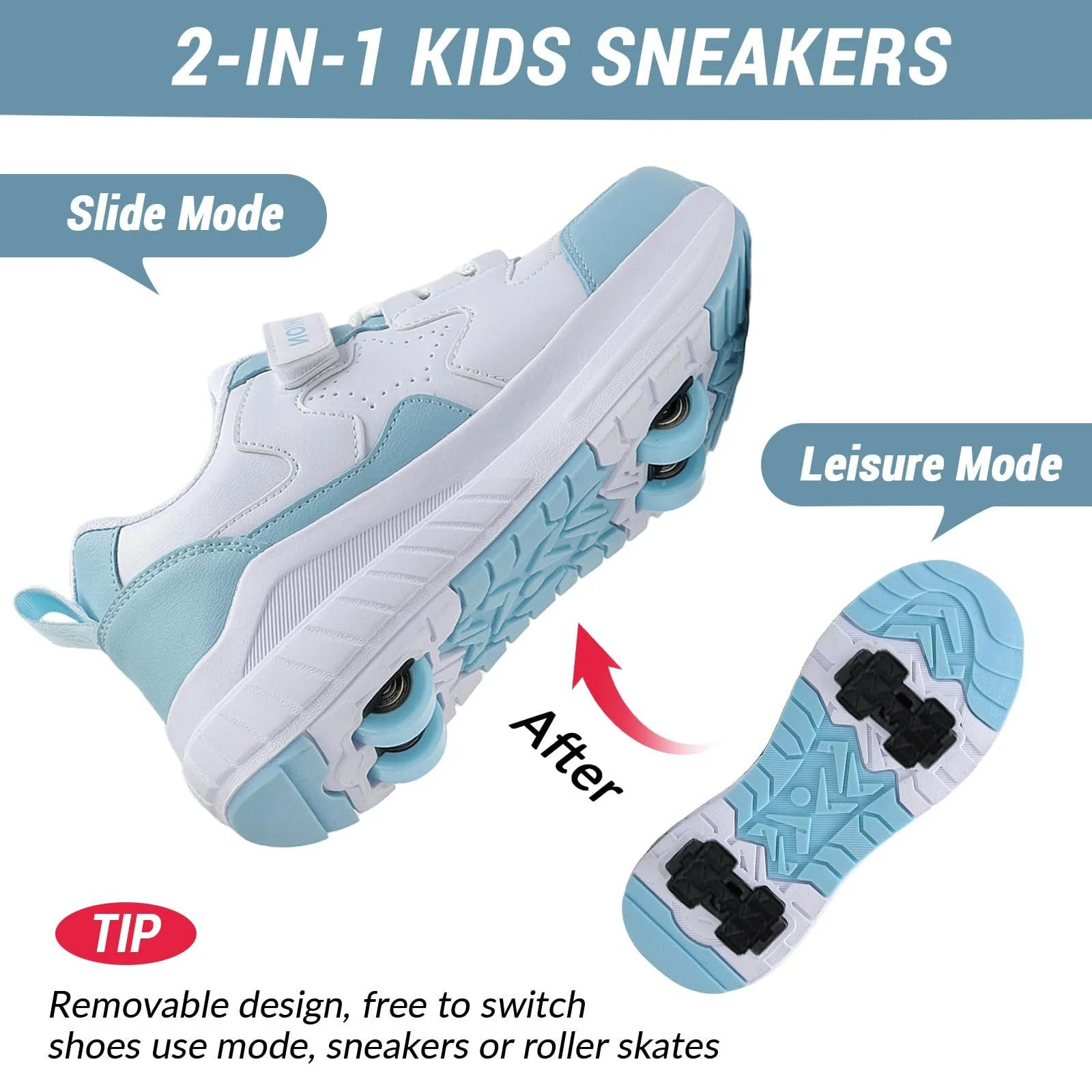 Кросівки FANSU на коліщатках для хлопчиків і дівчаток з 4 коліщатками, висувні, фото №6 Кросівки FANSU на коліщатках для хлопчиків і дівчаток з 4 коліщатками, висувні, фото №6