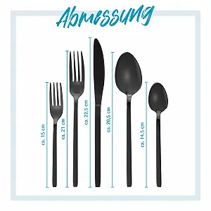 Набір столових приборів GRÄWE Lisbon, 30 предметів на 6 персон, з нержавіючої сталі з титановим покриттям, чорний synthetic.ua - Фото 1