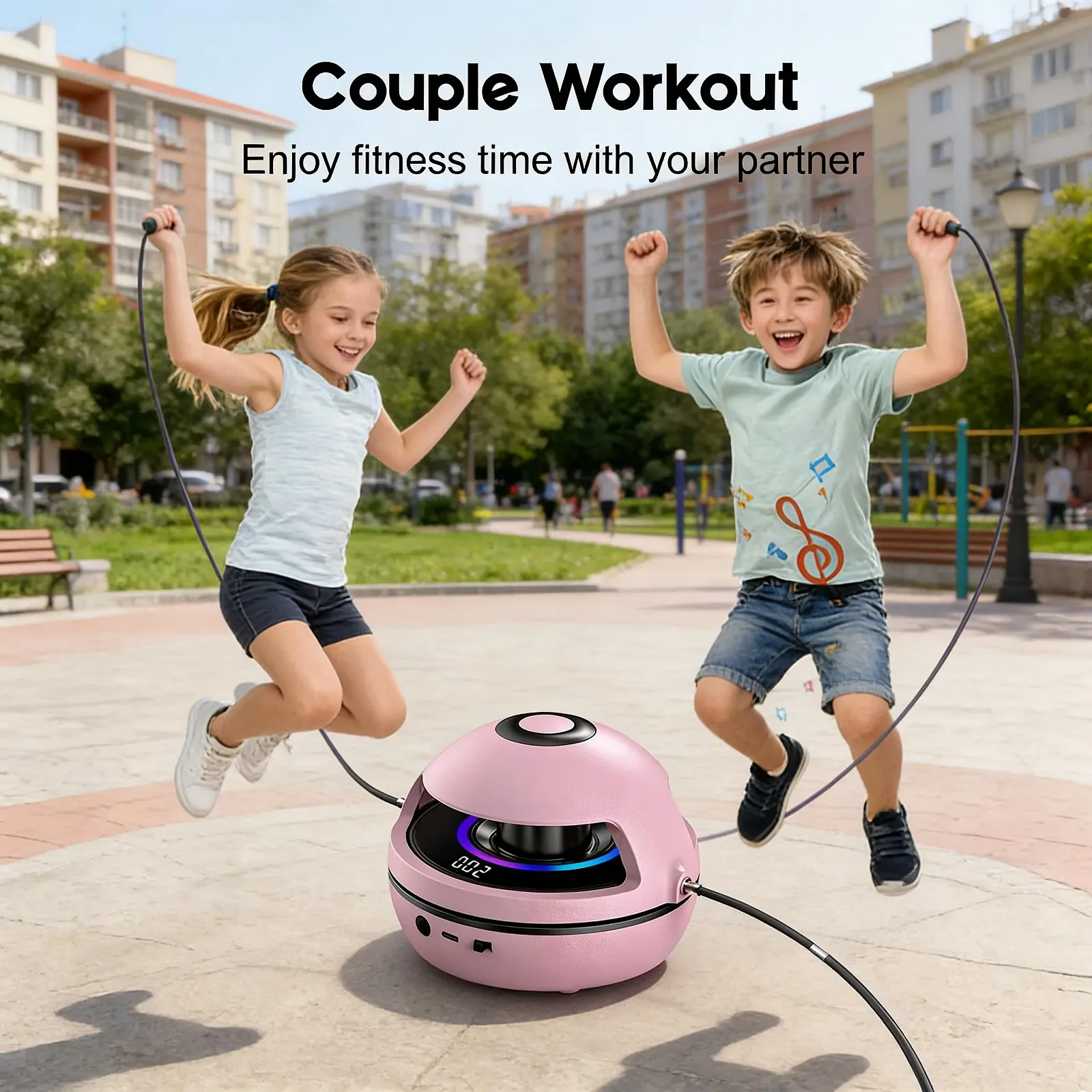 Розумна скакалка CEWROM Children's Smart Automatic Electronic LED Bluetooth 1-10 Speed Levels, фото №7