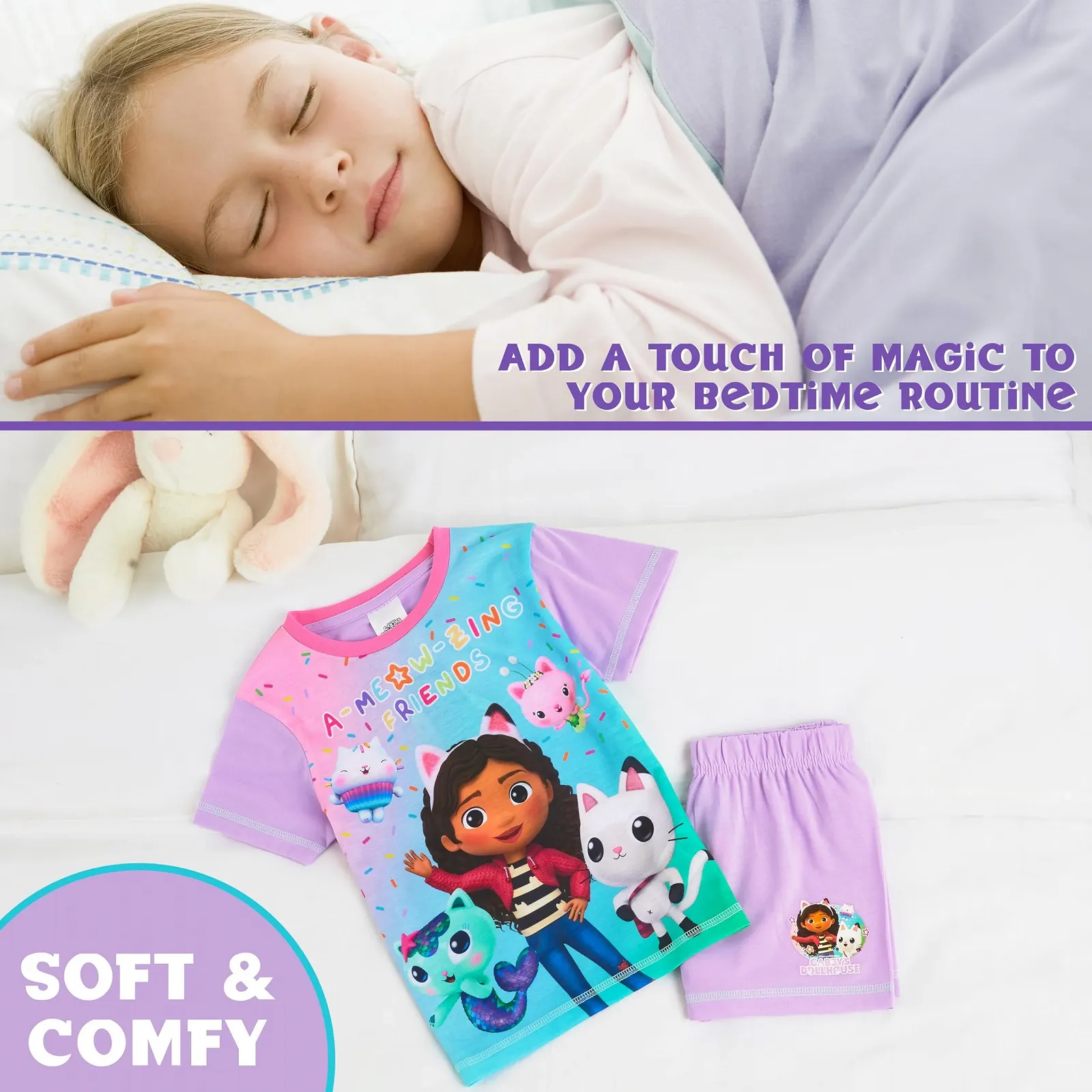 Комплект піжами для дівчинки (футболка та шорти) Gabby's Dollhouse Літо, фото №4 Комплект піжами для дівчинки (футболка та шорти) Gabby's Dollhouse Літо, фото №4