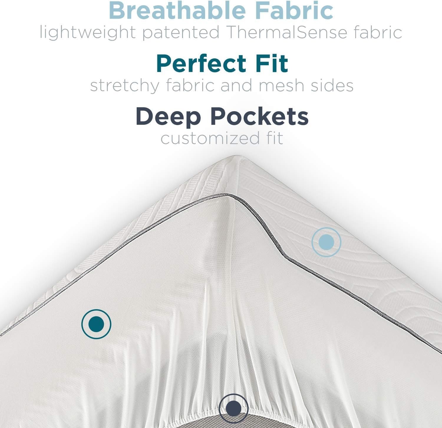 Наматрасник Tempur-Pedic Protect Waterproof, Queen, White, фото №6