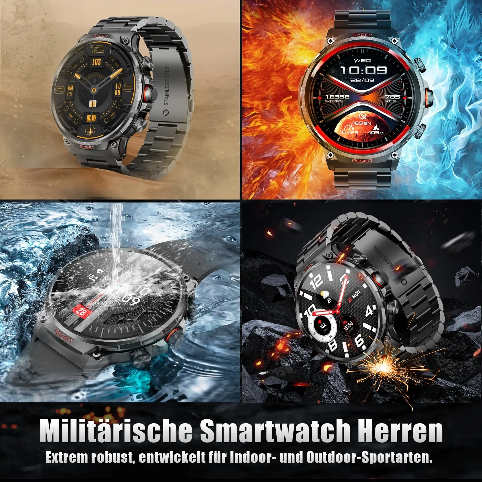 Смарт-часы WalkerFit Military 1.85 Inch HD, 710 mAh Черный, фото №5 Смарт-часы WalkerFit Military 1.85 Inch HD, 710 mAh Черный, фото №5