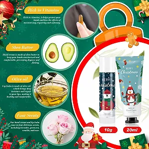 Крем для рук Maitys Christmas набор, увлажняющий, бальзам для губ, мешочек из марли, открытки благодарности, натуральный, парфюмированный (12 наборов) synthetic.ua - Фото 1