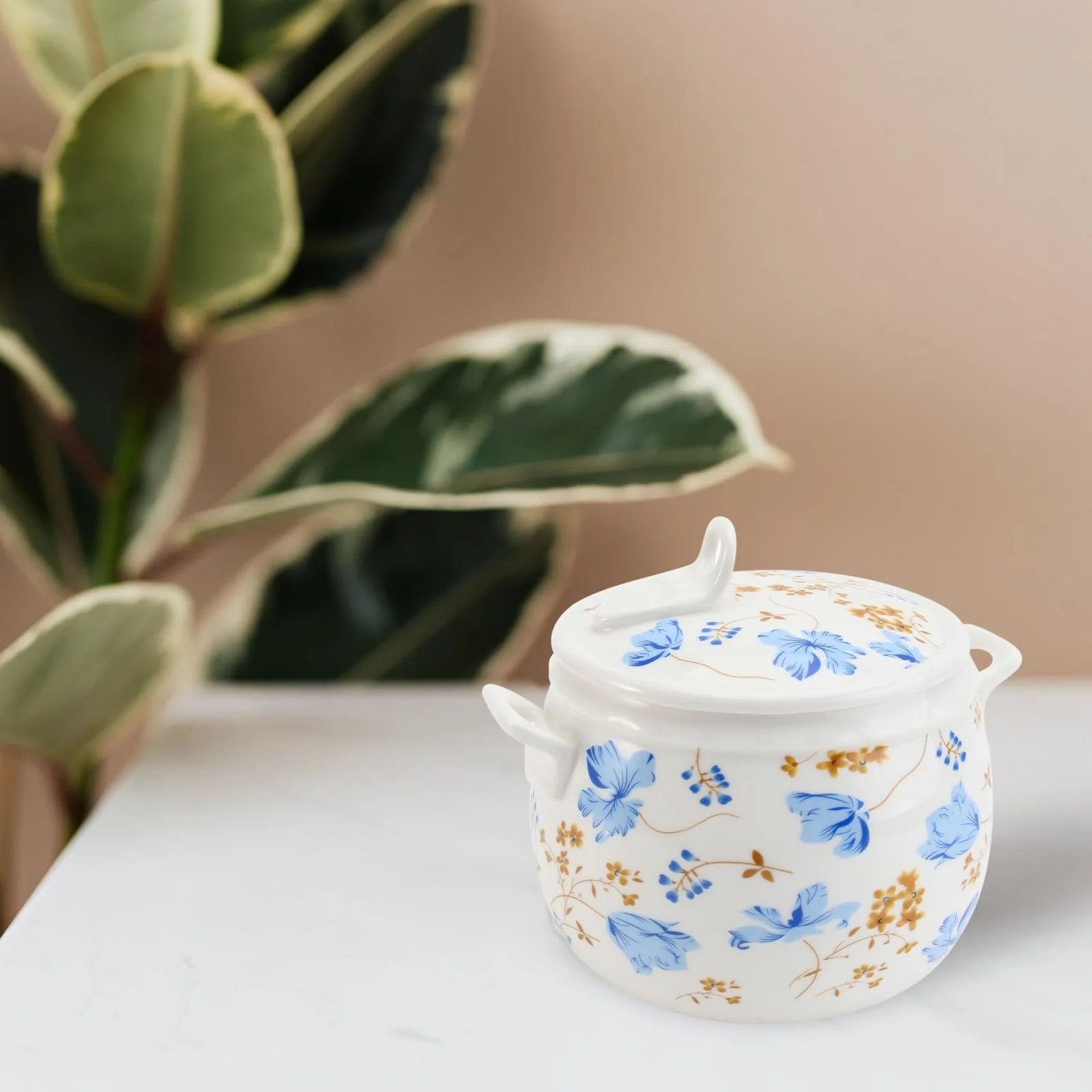 Кастрюля для тушения Керамическая с крышкой Узор Орхидея Термостойкая, фото №9