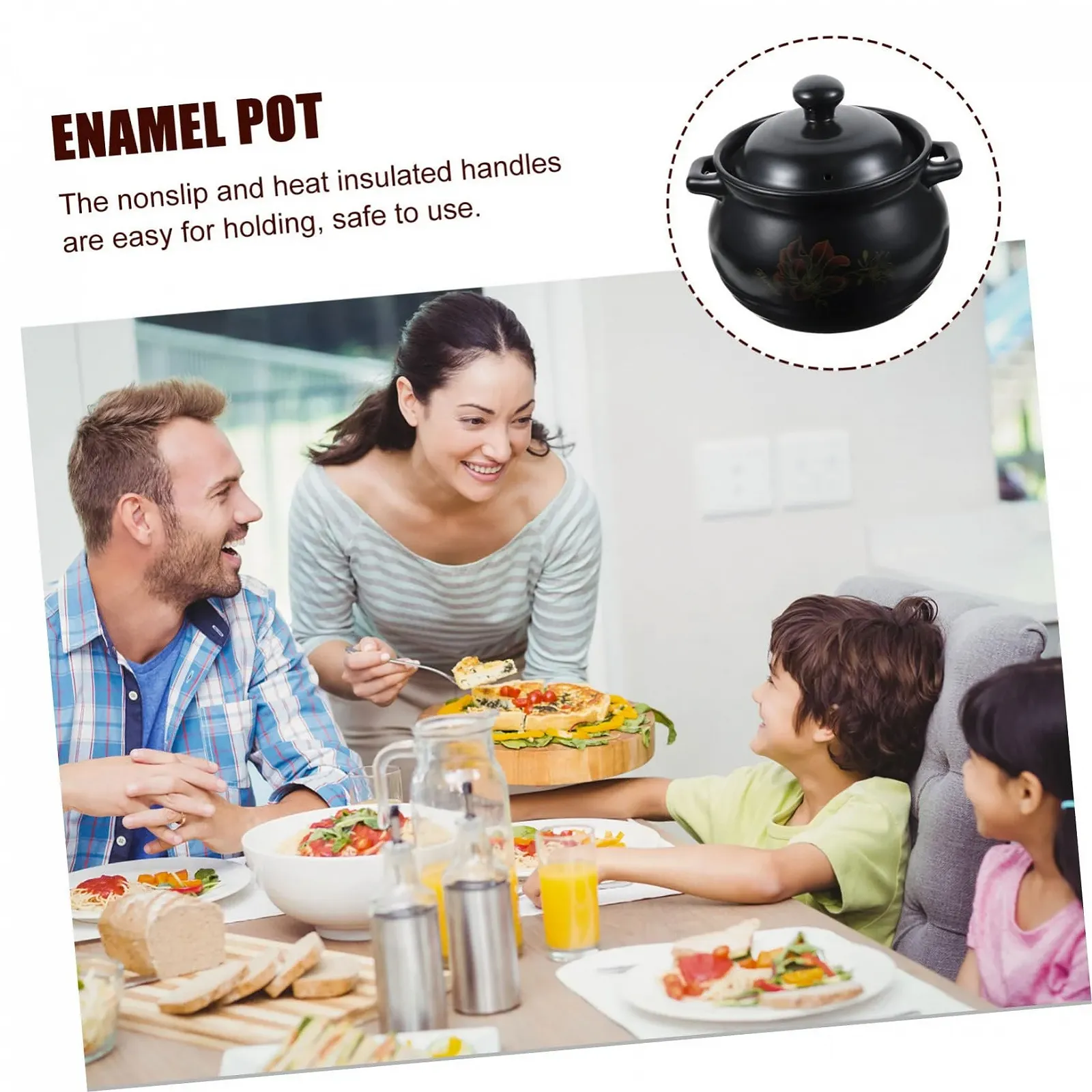 Кастрюля керамическая NOLITOY 2 л с крышкой теплоаккумулирующая Цветочный узор, фото №6 Кастрюля керамическая NOLITOY 2 л с крышкой теплоаккумулирующая Цветочный узор, фото №6