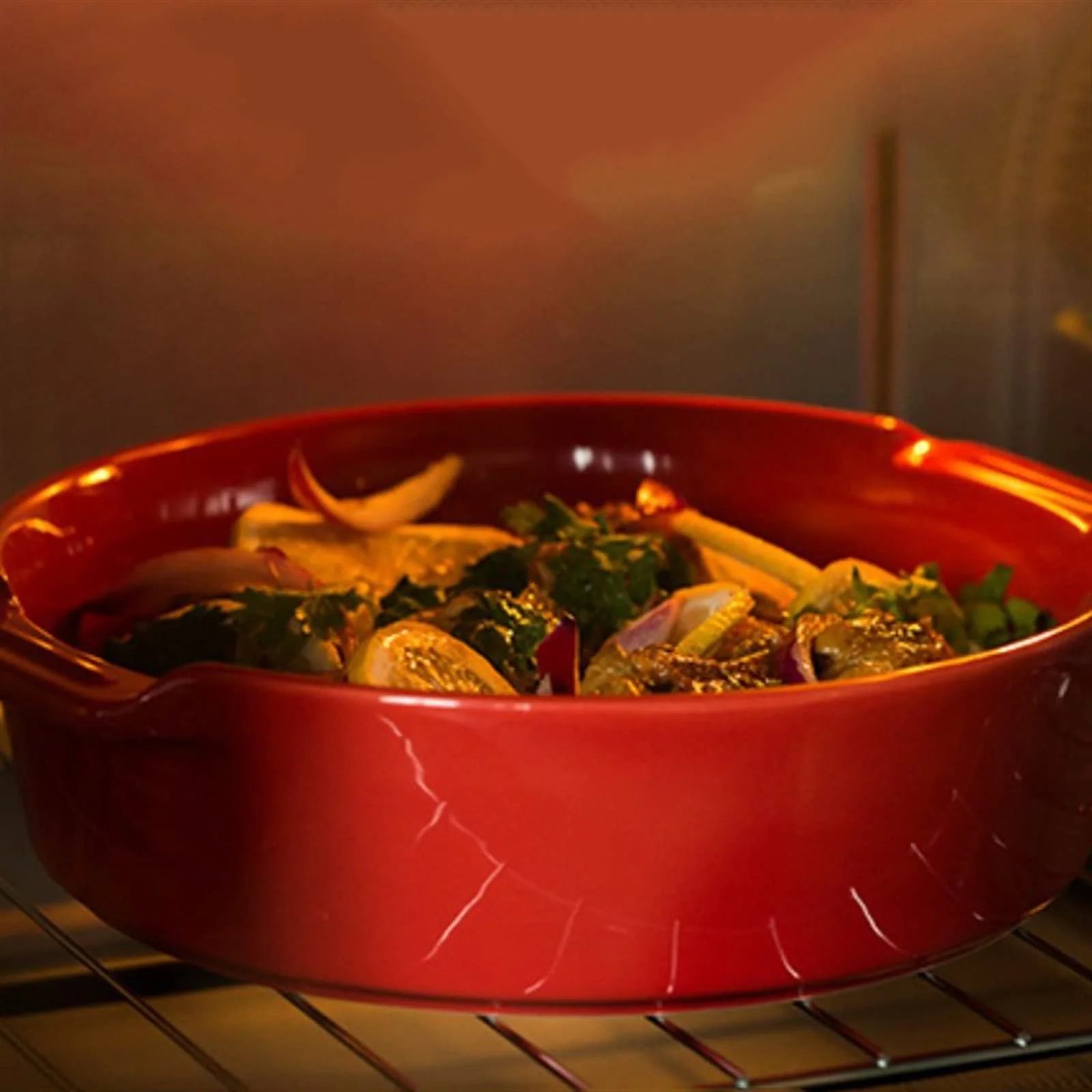 Форма для запекания лазаньи керамическая с ручками глубокая однотонная для духовки и аэрогриля, фото №6