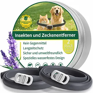 Нашийник від бліх та кліщів Pack of 2 Natural Flea and Tick Protection водостійкий регульований Black, Universal - Фото 1