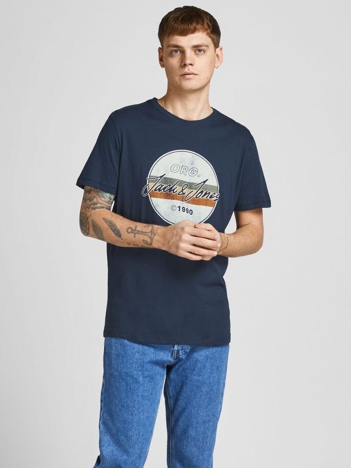 Футболка JORBRADY TEE SS CREW NECK SN 12205503- Blazer-Fit:STD/SOLID Jack&Jones Темно-синій L, фото №1