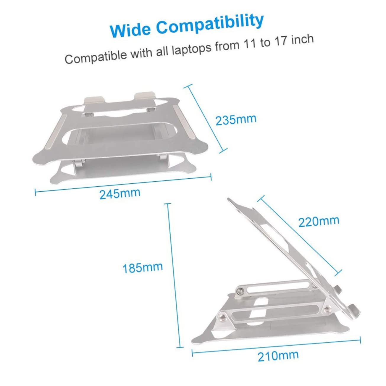Подставка для ноутбука складная Алюминиевый сплав Регулируемая подставка для ноутбука Портативная поддержка для ноутбука Серебристый, фото №2