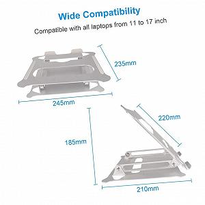 Підставка для ноутбука складна Алюмінієвий сплав Регульована Портативна підтримка Сріблястий synthetic.ua - Фото 1