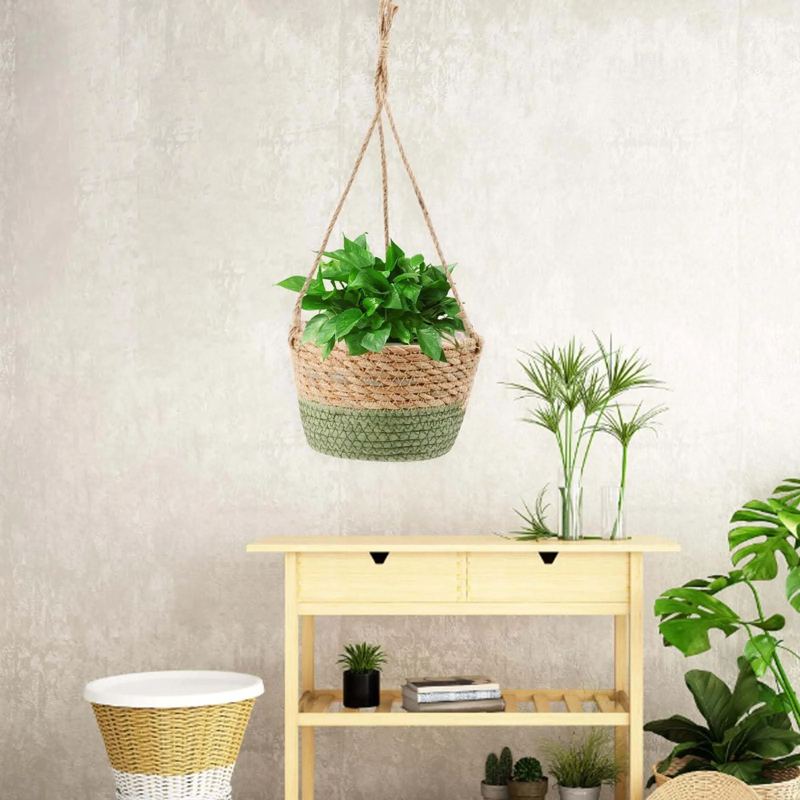 Підвісні кошики для рослин плетені, набір 2 шт., фото №6 Підвісні кошики для рослин плетені, набір 2 шт., фото №6