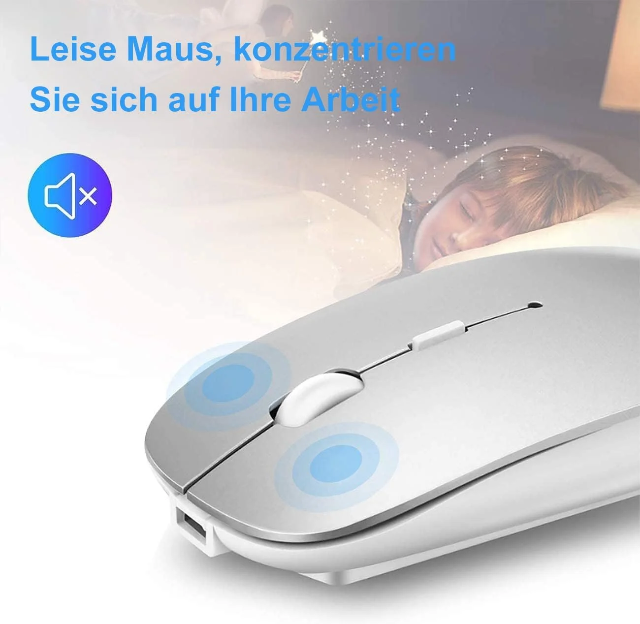 Мышь ANEWISH Беспроводная Bluetooth с адаптером USB-C, 3 DPI, фото №4