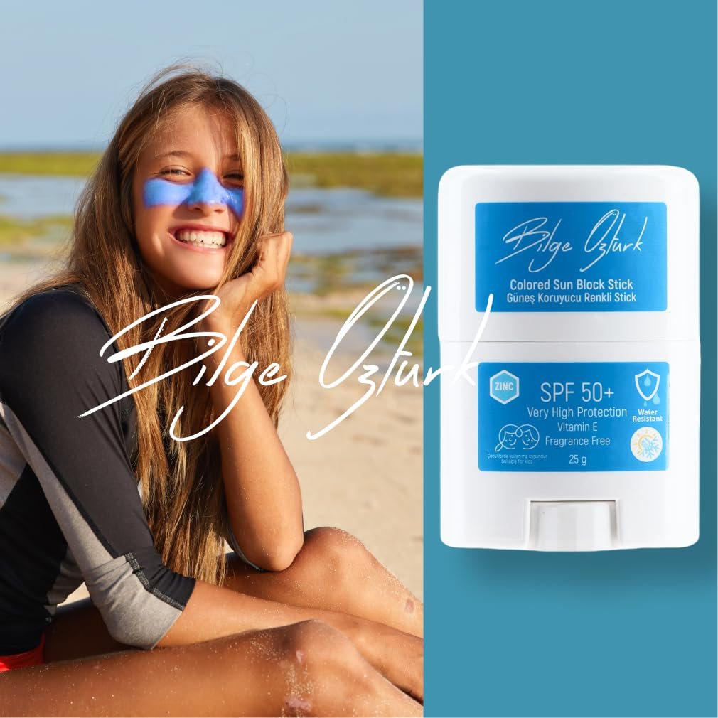 Цветной солнцезащитный стик-карандаш BILGE OZTURK Coloured Sun Protection Pen SPF 50+ UVA/UVB 5 жидких унций Голубой, фото №1