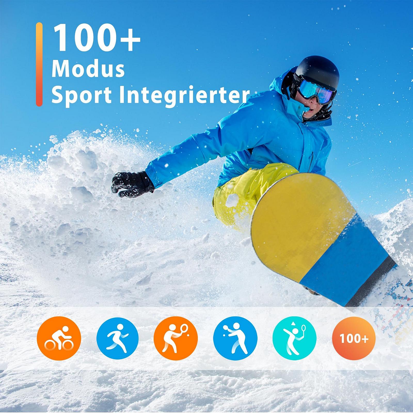 Смарт-часы Popglory с голосовым помощником, 100+ спортивных режимов, Bluetooth-звонки, монитор SpO2, артериального давления, сердечного ритма, шагомер, монитор сна, 2 ремешка, фото №7