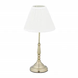 Настільна лампа Relaxdays Тканинний абажур Vintage E14 Метал 43x21 см Біла з золотом - Фото 1