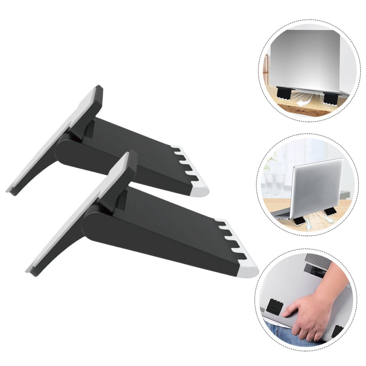 Підставка для ноутбука портативна, складана, маленька (2 шт. в упаковці) Чорний, фото №7