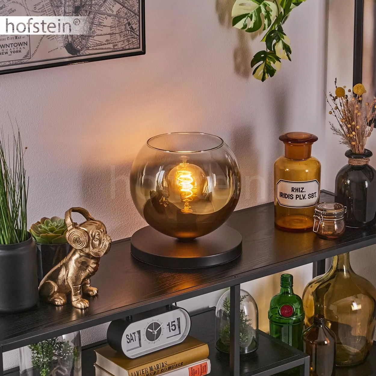 Настільна лампа Koyoto Метал/Скло 25 см E27 Чорний/Золотий/Прозорий, фото №8