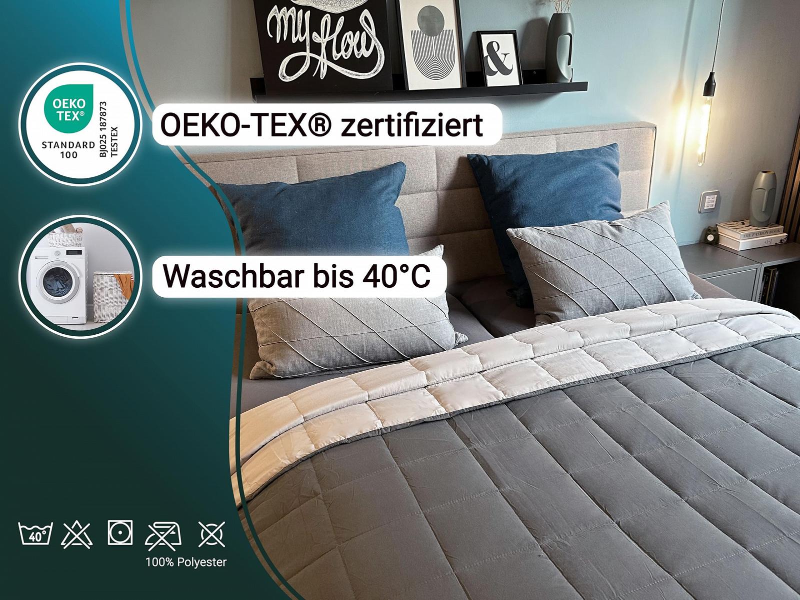 Покрывало стеганое ZOLLNER 100% полиэстер серый, фото №2