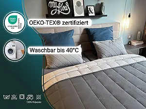 Покривало стьобане ZOLLNER 100% поліестер сірий synthetic.ua - Фото 1