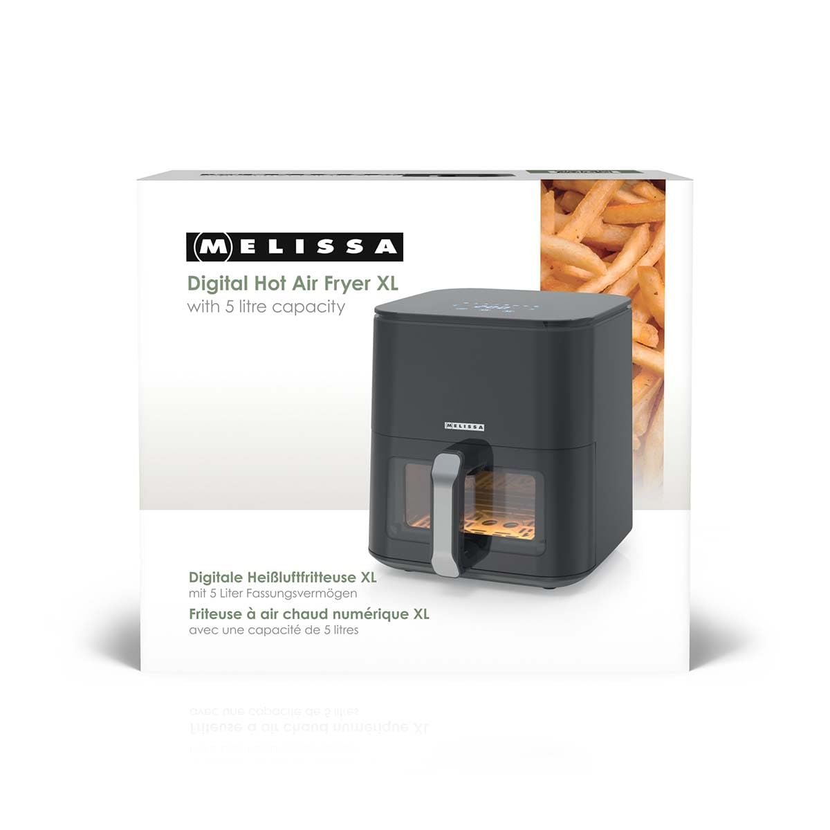 Мультипіч Melissa Digital Hot Air Fryer XL 5 л 8 програм Таймер 60 хв Сенсорний екран Оглядове вікно Чорна, фото №11 Мультипіч Melissa Digital Hot Air Fryer XL 5 л 8 програм Таймер 60 хв Сенсорний екран Оглядове вікно Чорна, фото №11