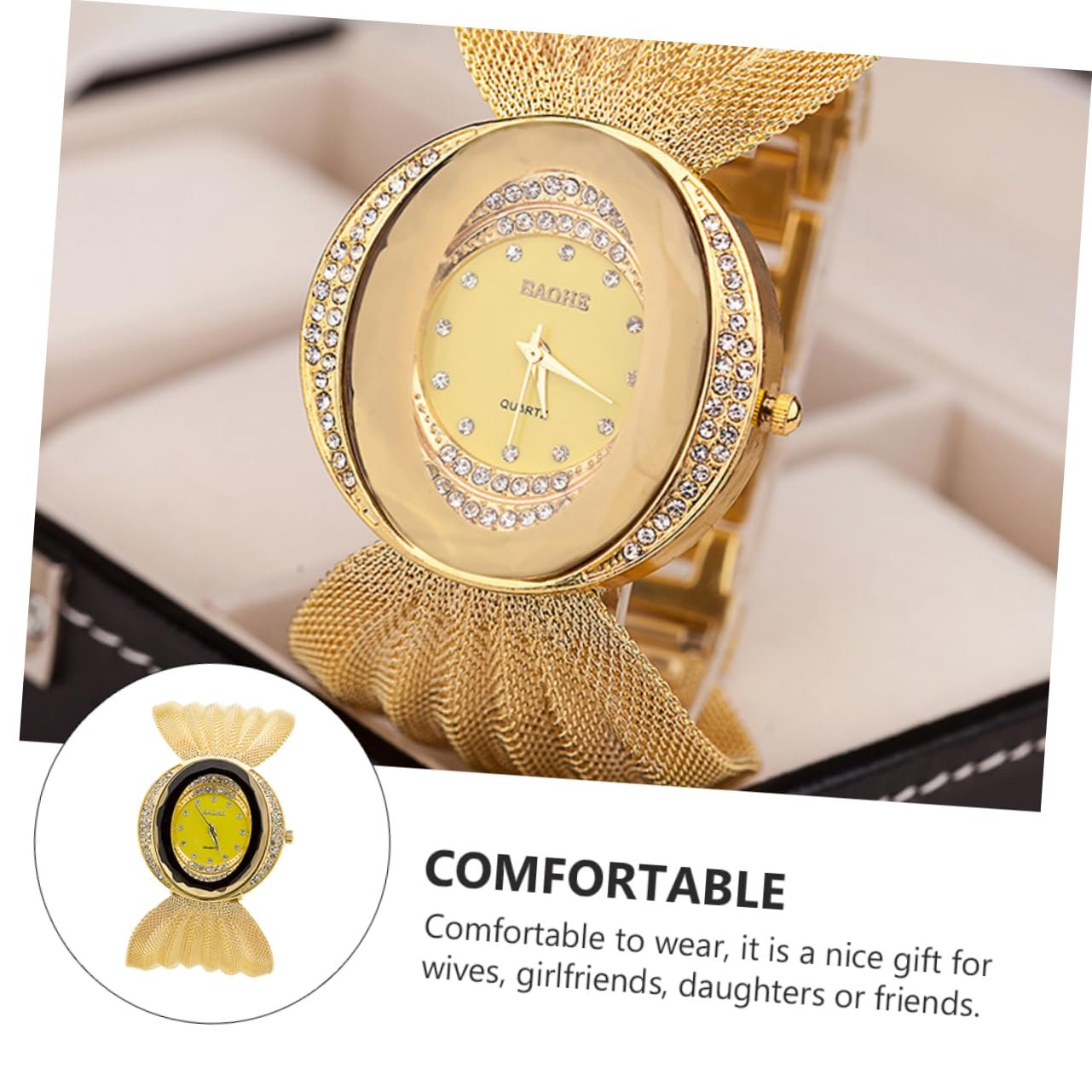 Часы Healvian овальные Chic женские кварцевые с сетчатым ремешком, фото №7