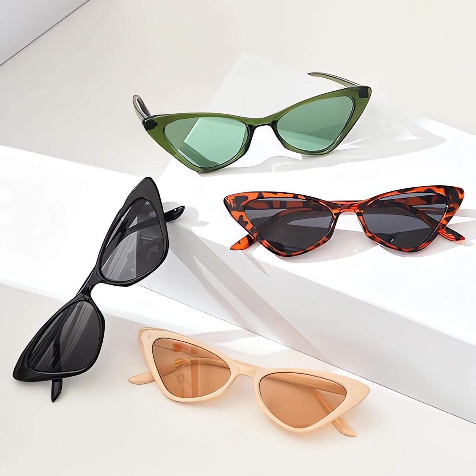 Вінтажні сонцезахисні окуляри «котяче око» Унісекс, 4 пари, чорні, бежеві, фото №5 Вінтажні сонцезахисні окуляри «котяче око» Унісекс, 4 пари, чорні, бежеві, фото №5