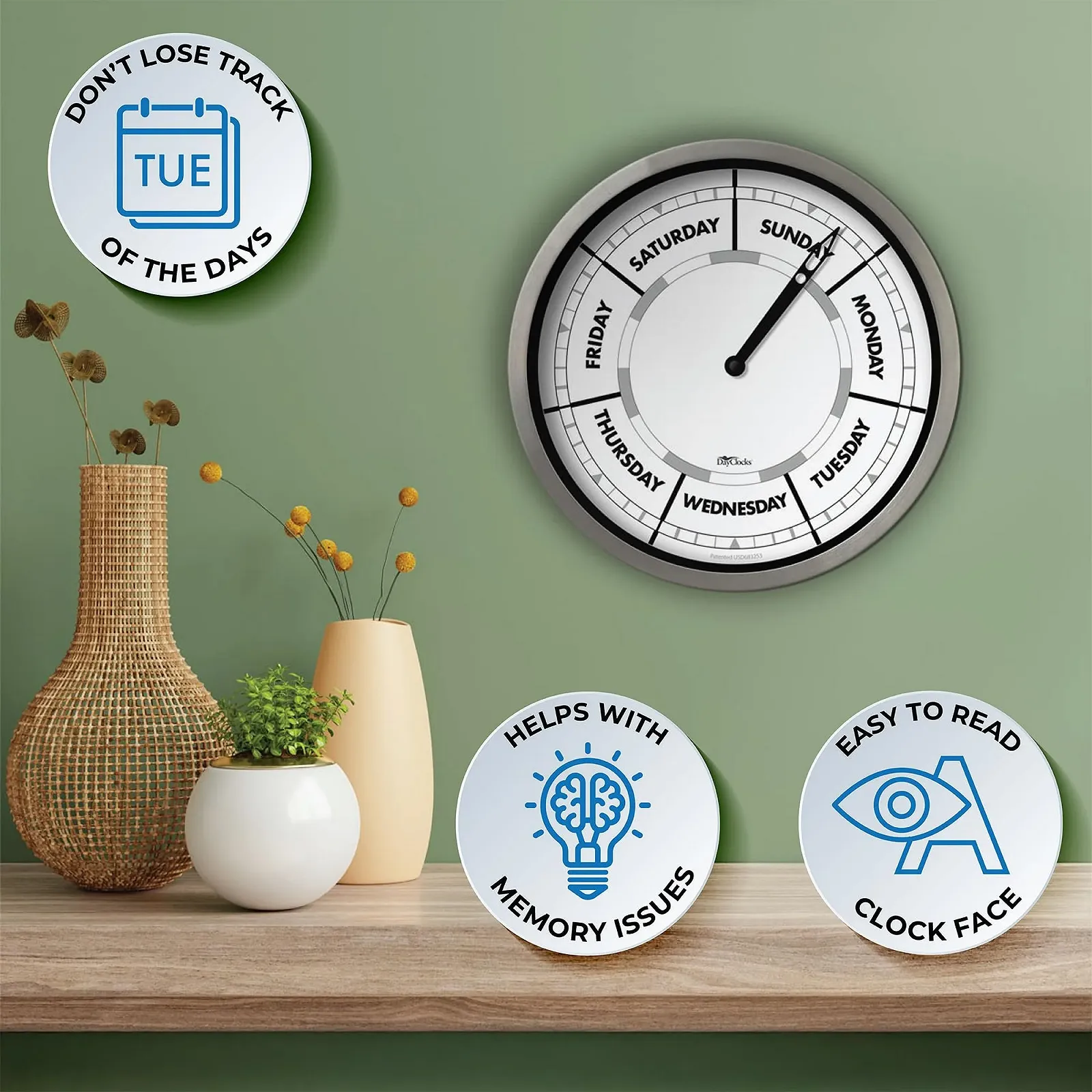 Настенные часы DayClocks Weekday Aluminium 10 дюймов Серебристый, фото №2 Настенные часы DayClocks Weekday Aluminium 10 дюймов Серебристый, фото №2