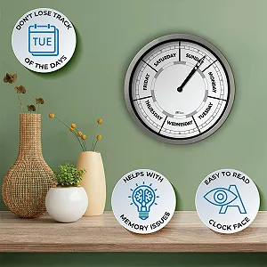 Настенные часы DayClocks Weekday Aluminium 10 дюймов Серебристый synthetic.ua - Фото 1