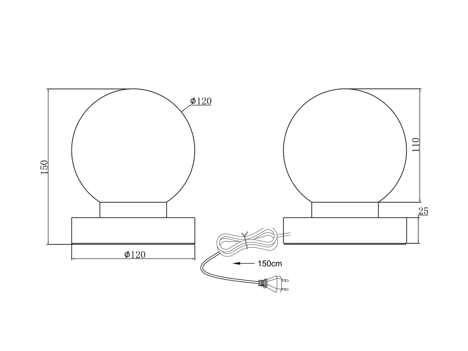 Настільна лампа Kleine Touch 15 см Скляна куля Помаранчева Срібляста основа, фото №6