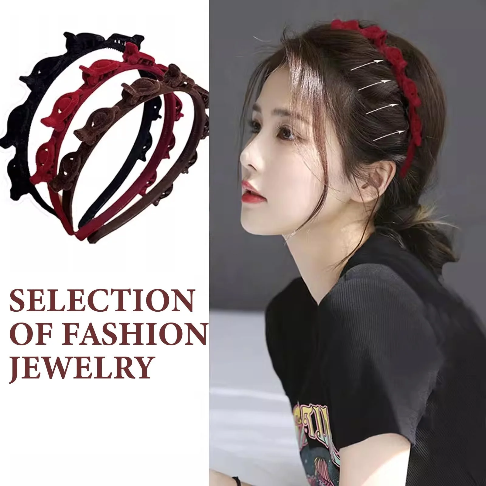 Набір з 3 обручів для волосся з затискачами, фото №4 Набір з 3 обручів для волосся з затискачами, фото №4