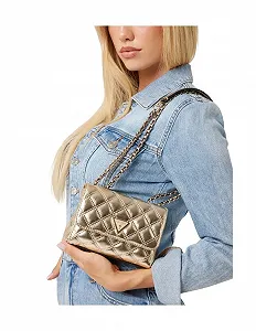 Сумка на плече GUESS Giully Mini 2 Compartment Convertible Flap XS Gold synthetic.ua - Фото 1