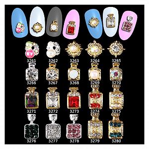 Стрази Форми Флакон для Парфумів Квітка 3D Металеві Наклейки для Нігтів Прикраси 100 шт synthetic.ua - Фото 1