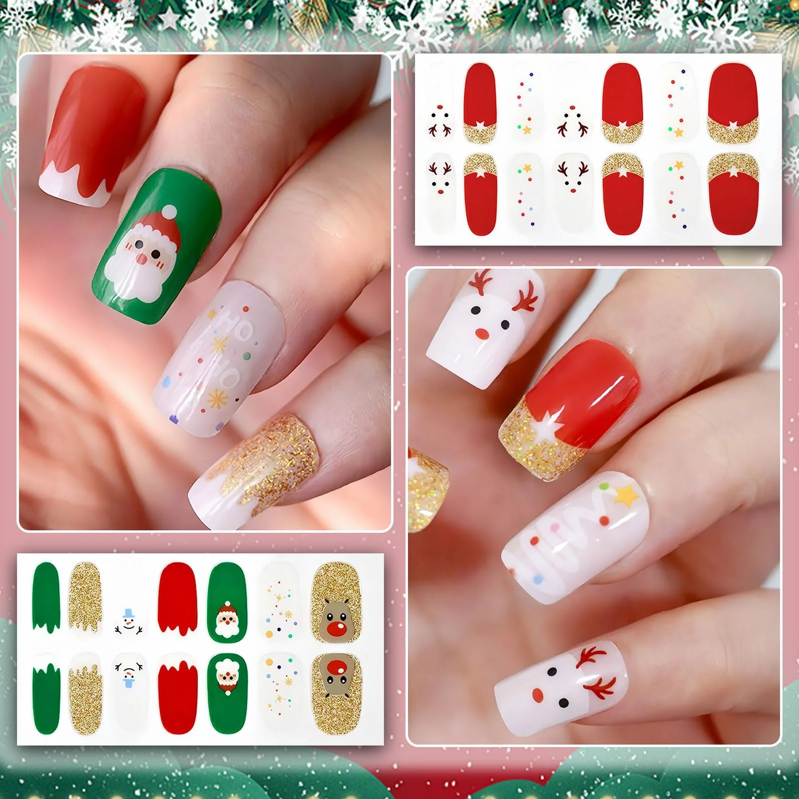 Наклейки для нігтів Christmas 8 аркушів з пилкою самоклеючі DIY, фото №4