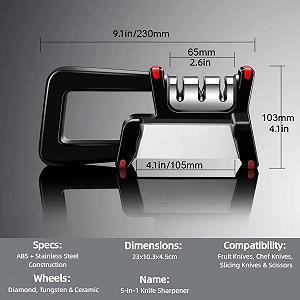 Ручна точилка для ножів 4 в 1 багатофункціональна з силіконовою основою synthetic.ua - Фото 1