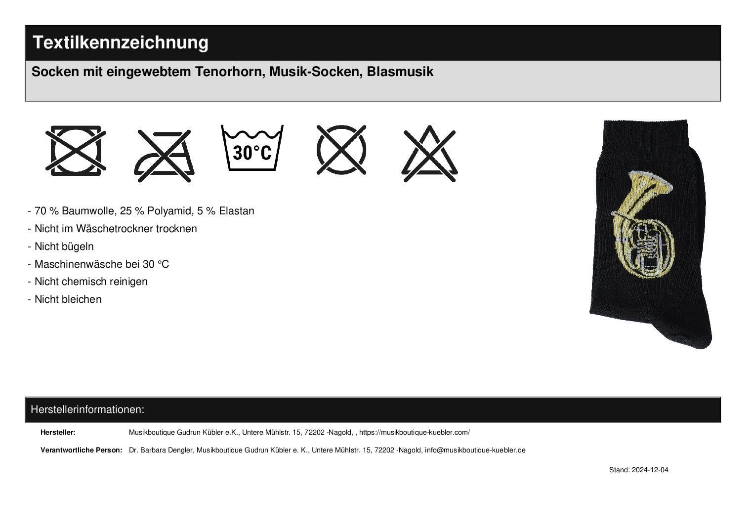 Музыкальные носки с самодельным тенор-горном, латунная музыка 1 пара, фото №2