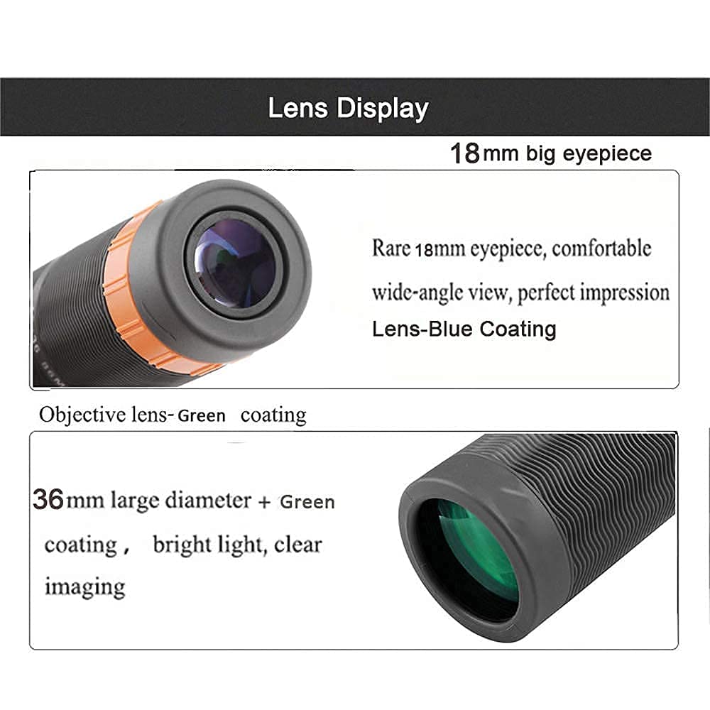 Монокуляр Monocular 10x36 Портативний Високопродуктивний Monocular Компактний з Порсматичним елементом Bak4 FMC об'єктив Monocular для Спостереження за птахами, фото №6
