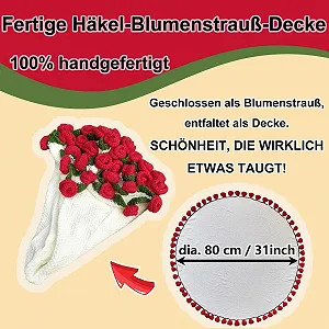 Вязаний гачком букет троянд YMXZNB, плед, в'язаний гачком букет synthetic.ua - Фото 1